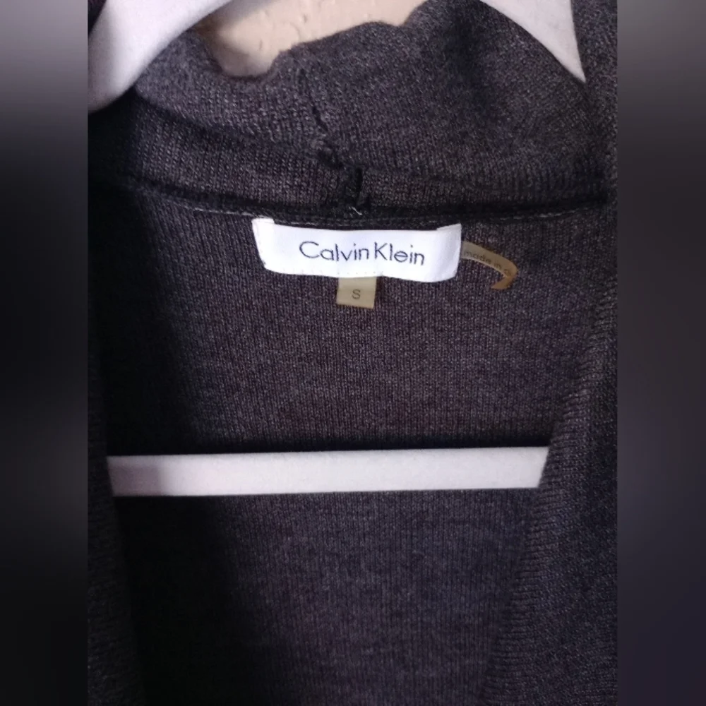 Calvin Klein Womens Open Cardigan Small Black/gray Wool Blend